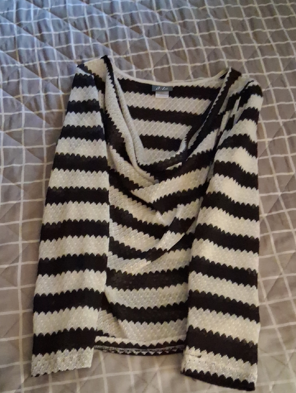 Striped Black and Cream Women's Sweater